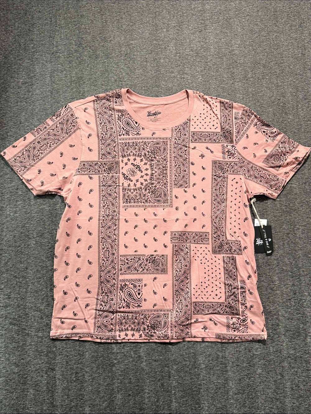 Brooklyn Cloth Dusty Paisley Print Pink T Shirt Y2K Style